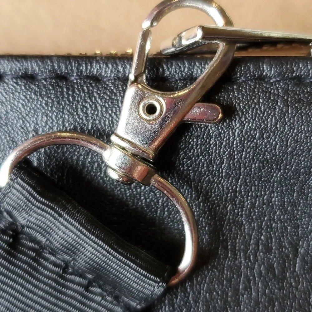 Ginasy black faux leather cosmetic clutch 13 x 10 . Like new condition